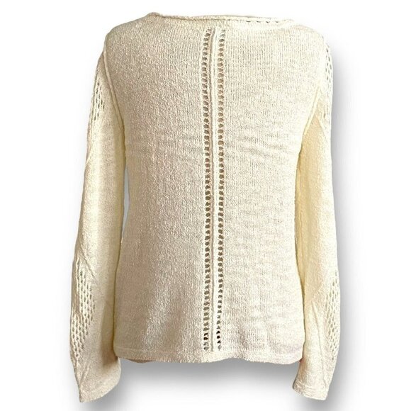 Sundance Womens Open Breeze Pullover Sweater Sz S Cream V-neck Coastal Boho - Picture 7 of 8